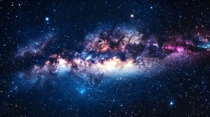 Wall Mural - a night sky filled with stars and galaxies, portraying outer space.