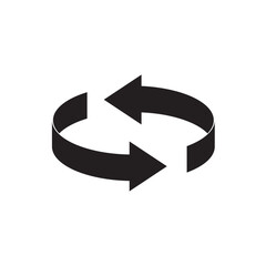 two arrow spin icon template. recycle round, circle refresh or restart, thin line symbol on white ba