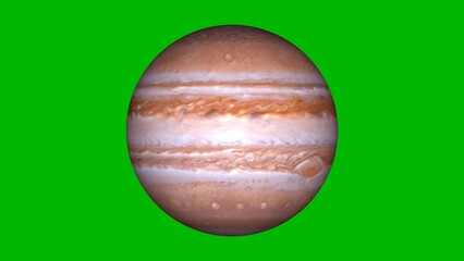 Wall Mural - 3d realistic rotated jupiter planet green background