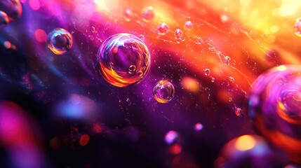 Wall Mural - An abstract composition of colorful bubbles in a vibrant, swirling background.