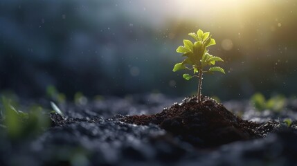 Timelapse of a seed sprouting and growing into a small tree in a sunlit garden, showcasing the beauty of nature and the life cycle of a plant over a few days
