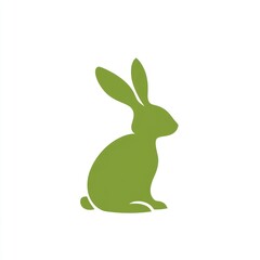 Sticker - Green rabbit silhouette, sitting, white background, logo design