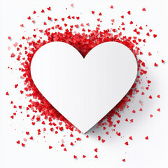 Wall Mural - White heart background with red hearts
