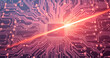 © kmlPhoto - Computer chip with a bright light shining on it