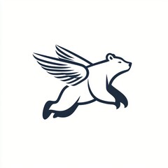 Wall Mural - Flying Polar Bear Logo Design, White Background