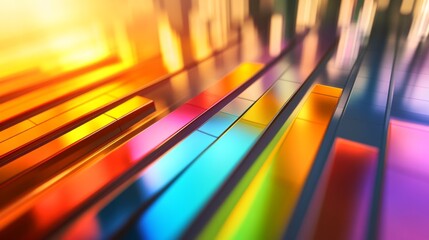 Leinwandbilder - A D business bar graph with colorful bars and shadow effects, representing key performance indicators, displayed on a smooth gradient background for a modern touch.