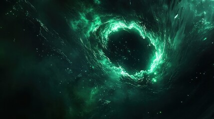 Wall Mural - emerald nebula: a cosmic vortex of glowing green gases and celestial dust