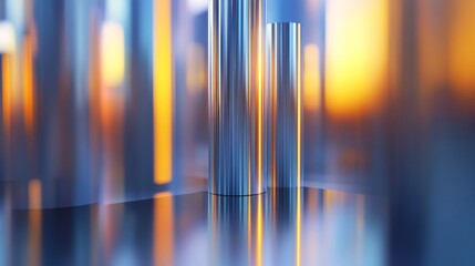 Poster - A close-up view of a D bar graph, featuring shiny metallic bars with reflections, set against a gradient background, highlighting the data points in a professional manner.