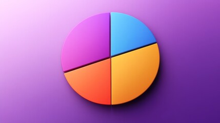 Poster - A minimalist D pie chart with clearly defined segments in bold colors, displayed on a smooth gradient background, emphasizing simplicity in data visualization.