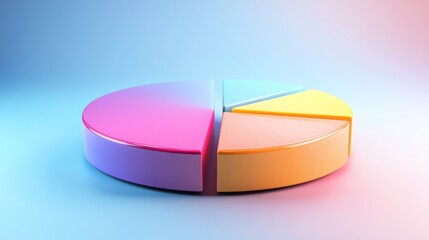 Poster - A minimalist D pie chart with clearly defined segments in bold colors, displayed on a smooth gradient background, emphasizing simplicity in data visualization.