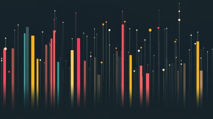 Fototapete - A professional business bar graph displaying sales data, with colorful bars on a sleek dark background, highlighting growth trends and performance metrics for clear visualization.