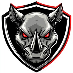 Wall Mural - Aggressive rhino head shield logo, gaming mascot, dark background