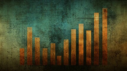 Poster - A visually engaging business bar graph with bars in varying heights, arranged in a wave pattern, symbolizing market trends, displayed on a textured background.