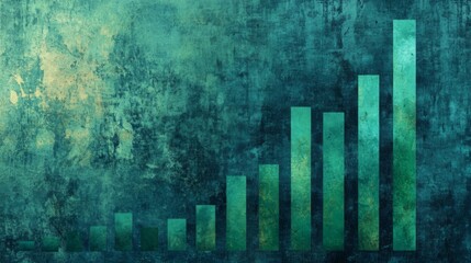 Poster - A visually engaging business bar graph with bars in varying heights, arranged in a wave pattern, symbolizing market trends, displayed on a textured background.