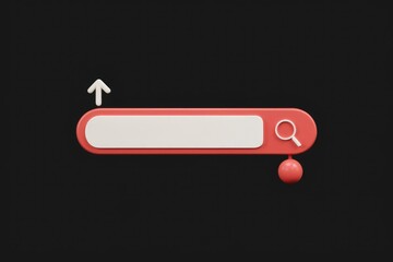 3D render of a search bar with an upward arrow, indicating a search query.