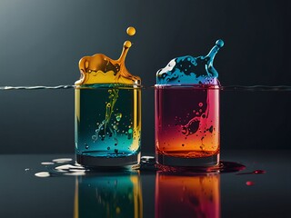 Wall Mural - Splash of the colorful clear liquid.