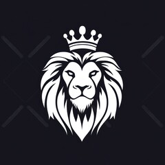 Wall Mural - Crowned lion head logo design, dark background, graphic, branding