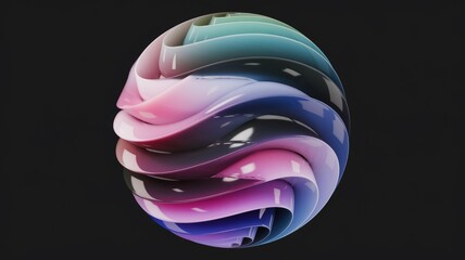 Aufkleber - Abstract 3D rendering of a sphere composed of swirling, glossy layers in pastel shades.