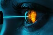 © pham - 青い光のレーザーが眼の虹彩を照らす実験的なシーン