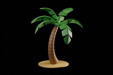 Aufkleber - Stylized 3D render of a palm tree on a transparent background, simple and playful design.