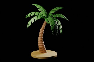Aufkleber - A stylized 3D render of a palm tree, isolated on a transparent background.