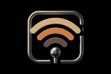 Aufkleber - Stylish 3D render of a Wi-Fi signal icon with a metallic frame and pastel waves.