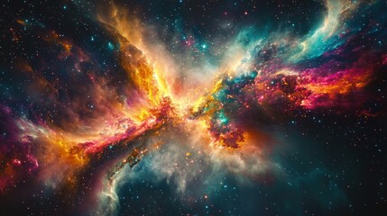 Canvas Print - cosmic nebula: a vivid tapestry of celestial fire and stardust