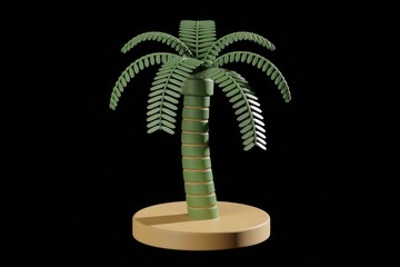 Aufkleber - Stylized 3D render of a palm tree, isolated on a transparent background, simple and minimal design.