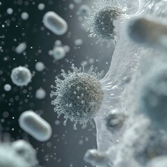 Poster - Microbes thrive on everyday surfaces like door handles and smartphones highlighting the unseen environment. Generative AI