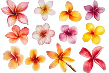 Poster - A collection of colorful flowers arranged on a white background