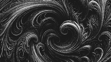 Wall Mural - artistic black and white elegant swirling artwork with grunge stippling style intricate details aest