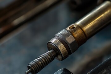 Close-up of a metal object on a table, great for use in product design or advertising photography