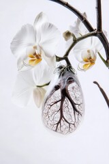 Wall Mural - A simple still life of a vase filled with white flowers, ideal for use as a background or decorative element