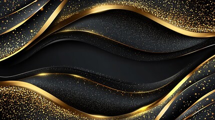 Wall Mural - elegant black gold waves abstract design