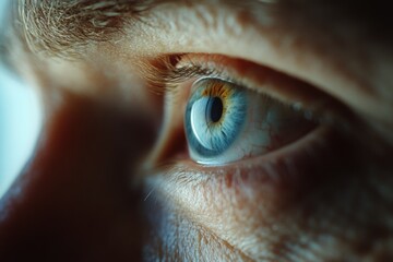 Wall Mural - A detailed shot of a person's blue eye with eyelashes and pupil