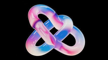 Aufkleber - Abstract 3D render of interconnected glossy loops with a vibrant pink and blue gradient.