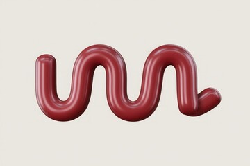 Fototapete - A 3D rendering of a wavy, maroon-colored blob, resembling a stylized letter or abstract shape.
