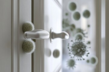 Aufkleber - Exploring the presence of microbes on common surfaces like door handles and smartphones. Generative AI