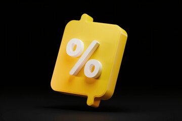 Poster - A yellow tag with a white percentage symbol, representing discounts or sales.