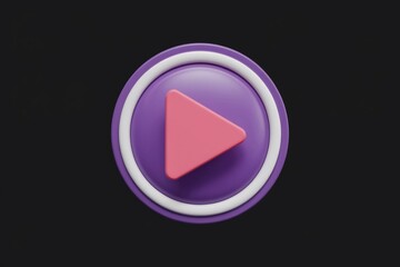 Aufkleber - A 3D rendered play button with a purple background and a pink triangle.