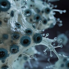 Aufkleber - Microbes thrive on everyday surfaces revealing unseen public health concerns in close up detail. Generative AI