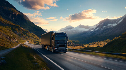 black truck on winding mountain road