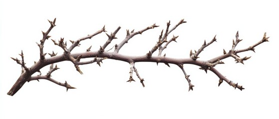 a bare tree branch against a white background