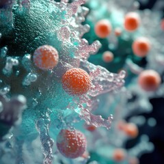 Aufkleber - Close up view of microbes on common surfaces highlighting presence on door handles and smartphones. Generative AI