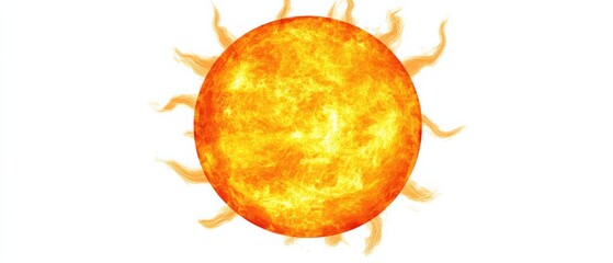 Wall Mural - a bright yellow sun on a white background