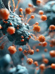 Aufkleber - Close up view capturing diverse microbes on door handles and smartphones in a typical indoor environment. Generative AI