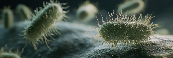 Aufkleber - Exploring the microscopic world of microbes on everyday surfaces including door handles and smartphones. Generative AI