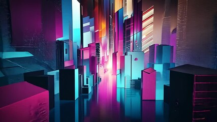 Leinwandbilder -  Vibrant glitch art video abstract background. Distorted design with digital noise. Edgy modern aesthetic captures the essence of futuristic, cyber-inspired art. Perfect for contemporary video proj