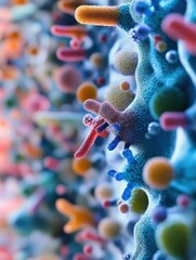 Aufkleber - Close up view of microbes on commonly touched surfaces including door handles and smartphones. Generative AI