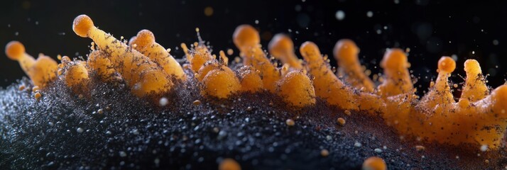 Aufkleber - Close up view of microbes found on common surfaces including door handles and smartphones. Generative AI